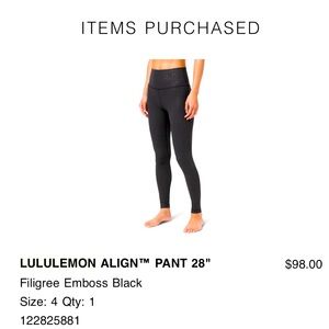 Lululemom align size 4 NWOT
